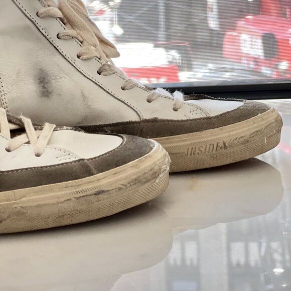 Golden Goose White Slide High-top Sneakers White/Yellow/Black - Picture 6 of 11